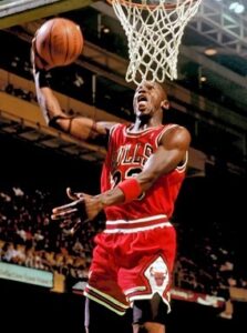 Jordan dunking the ball, 1987-88
