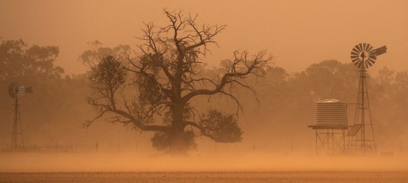 Australian drought dust storm in western New South Wales