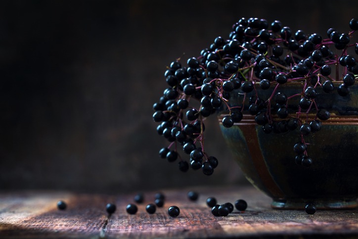 Elderberries in a bowl