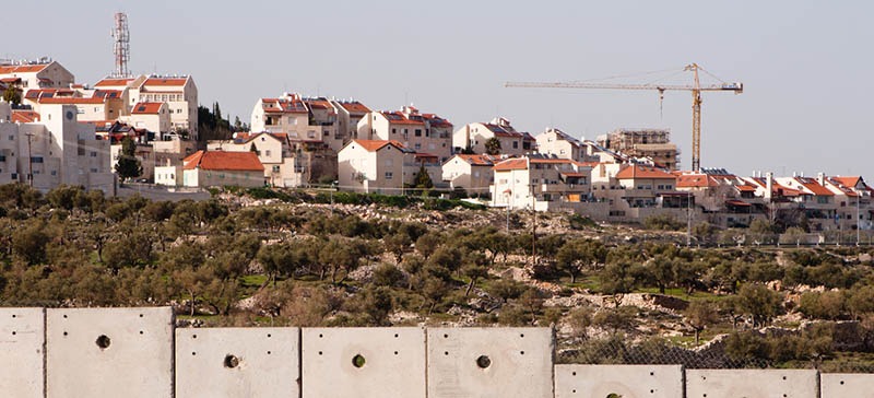 Israeli separation wall and settlement)