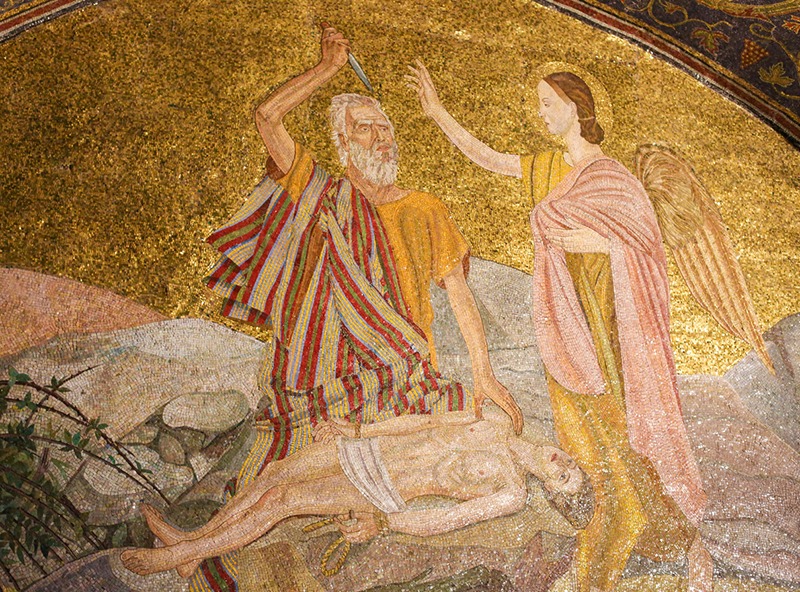 Mosaic in the Church of the Holy Sepulchre in Jerusalem, Israel, depicting Abraham and the Binding of Isaac