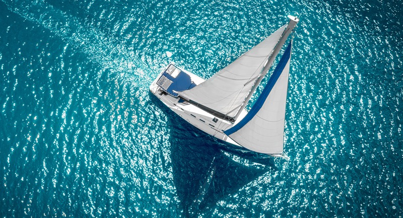 Sailing boat aerial view