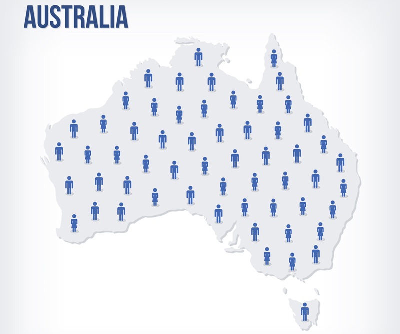 Vector people map of Australia. The concept of population.