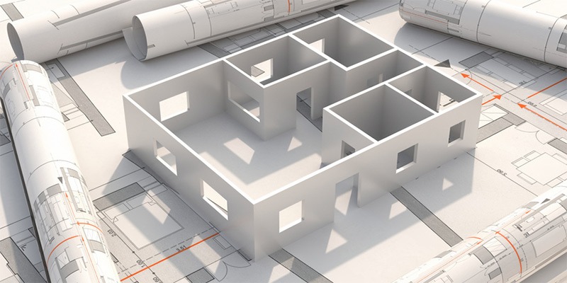 3D illustration of residential house