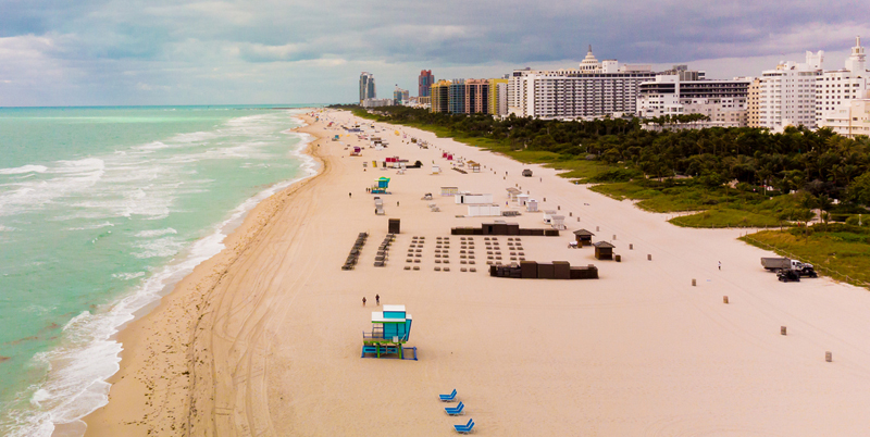 Aerial view of the South Florida beach