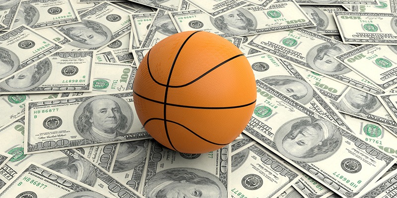 Basketball over bank notes