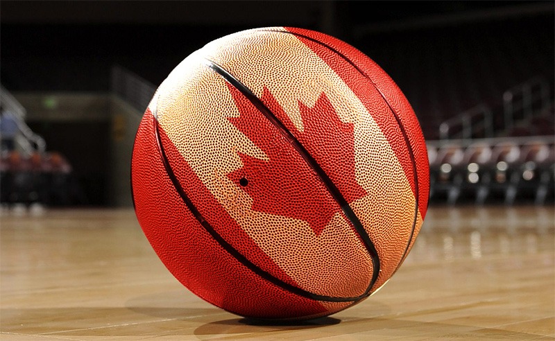 Basketball with the Canadian flag
