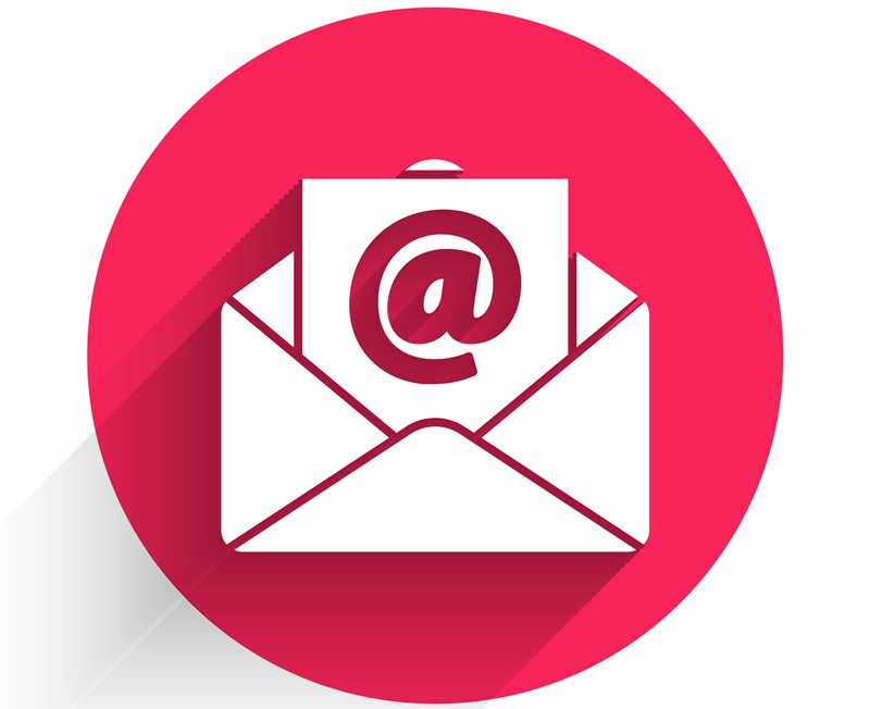Email icon with a pink circle and a white envelope