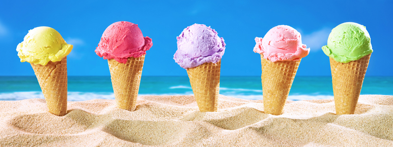 Ice cream cones on the beach