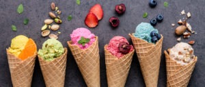 Ice cream flavor in cones