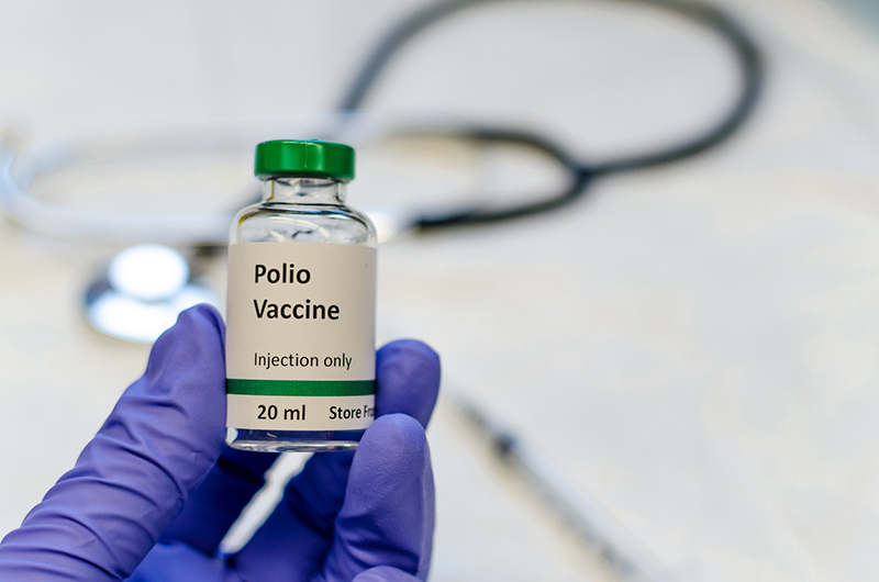 Picture of a bottle of polio vaccine.