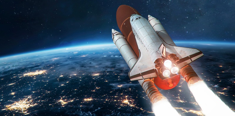 Space Shuttle in space near Earth
