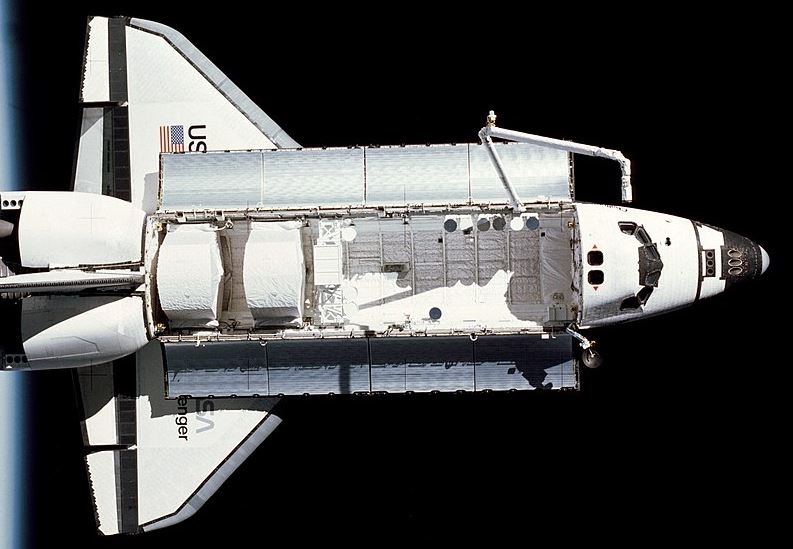 Space shuttle challenger STS-7 in orbit in 1983