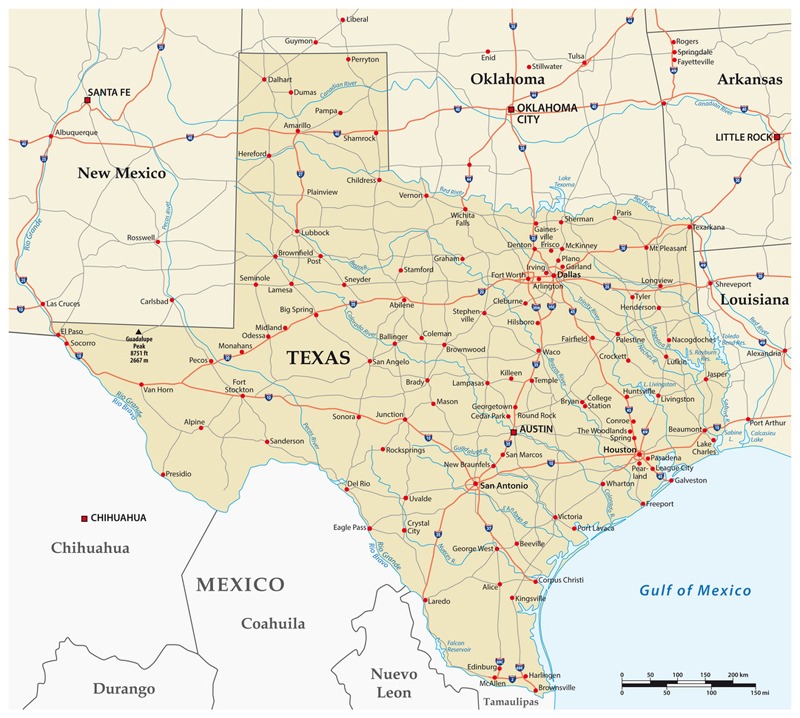 Texas map stock photo