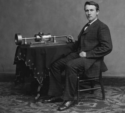 Thomas Edison with his phonograph