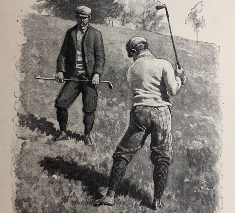 an illustration of men playing golf