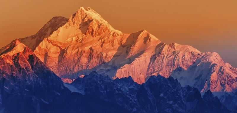light from sunrise on Mount Kanchenjunga