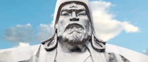 statue of Genghis Khan with the sky in the background