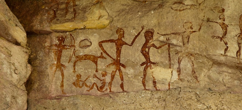 A pre-historic human painting on a stone