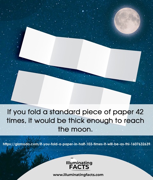 If you fold a standard piece of paper 42 times, it would be thick enough to reach the moon