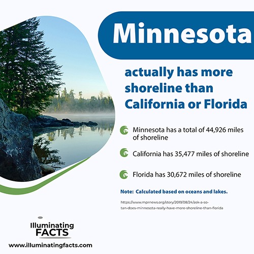 Minnesota actually has more shoreline than California or Florida