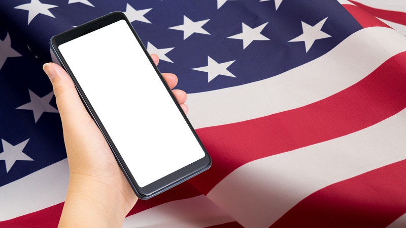 smartphone with US flag