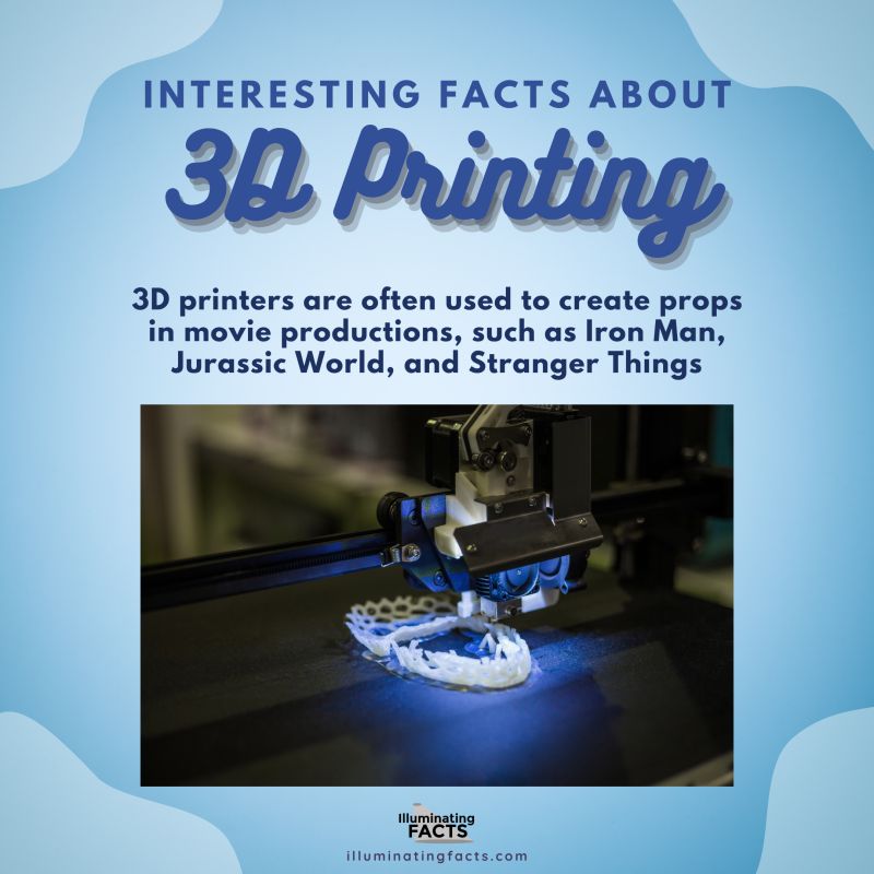 3D printers are often used to create props in movie productions, such as Iron Man, Jurassic World, and Stranger Things