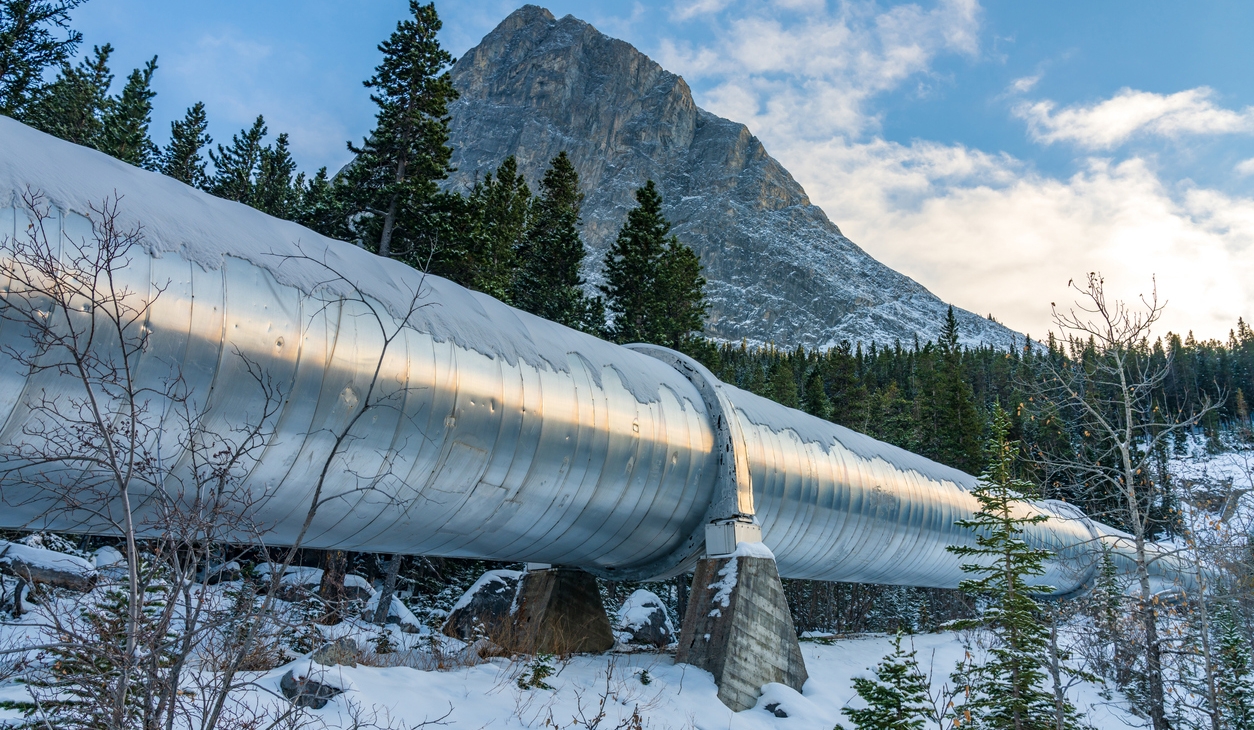 Big pipeline in Grassi Lakes hiking trail in Canmore, Alberta, Canada