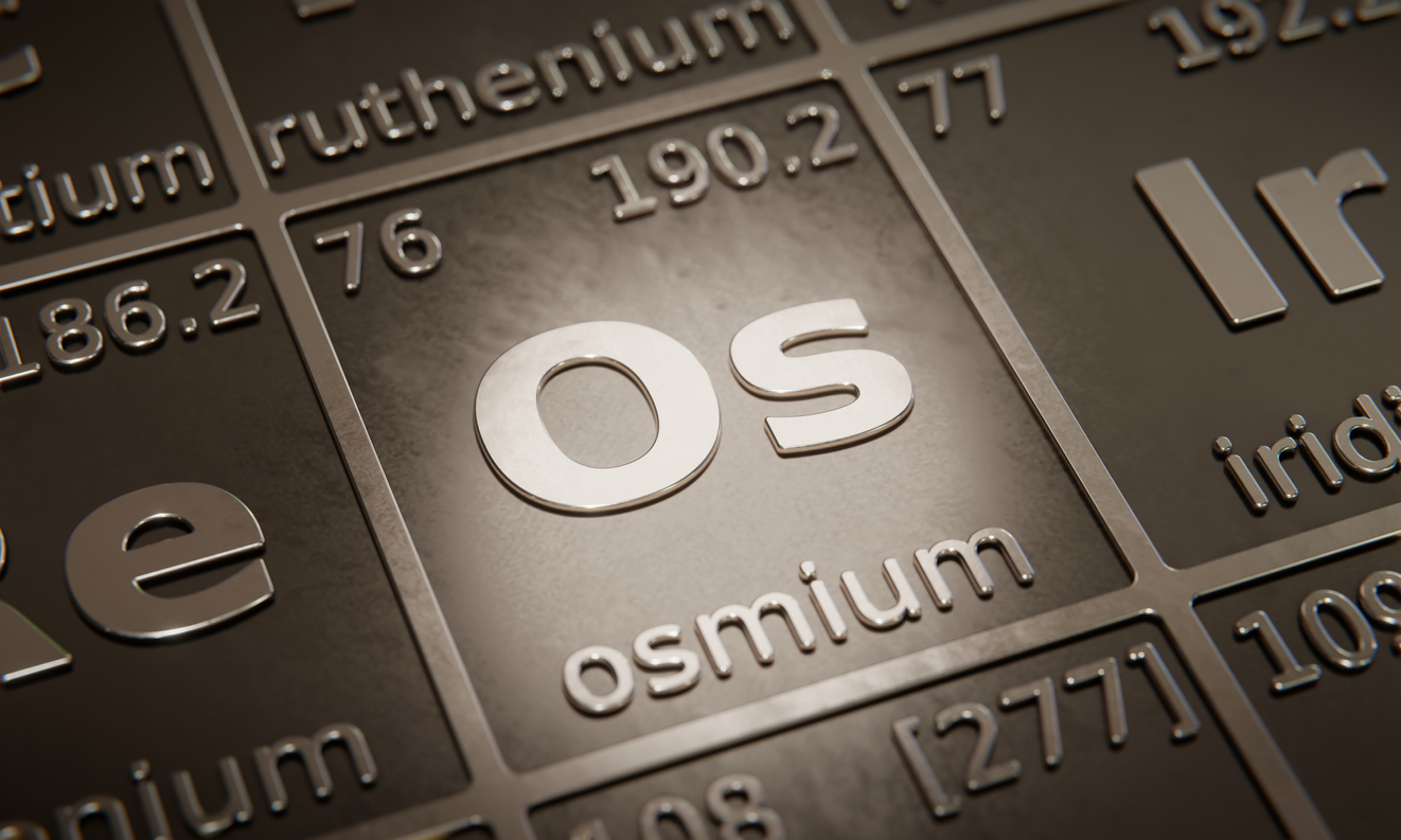 Highlight on chemical element Osmium in periodic table of elements