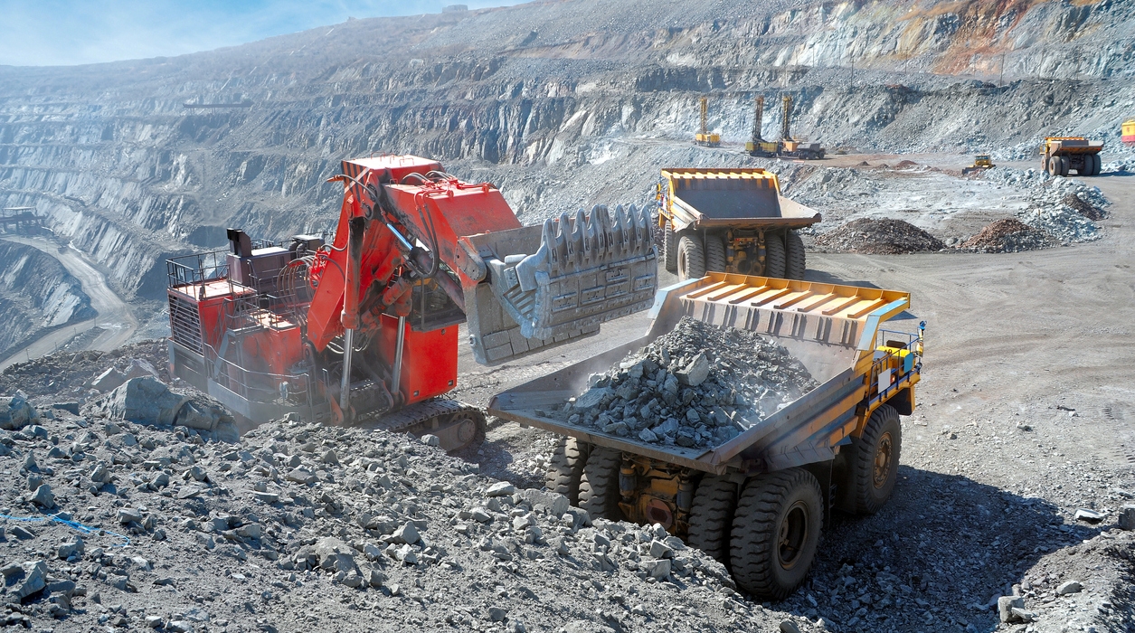 Iron ore loaded into a machine