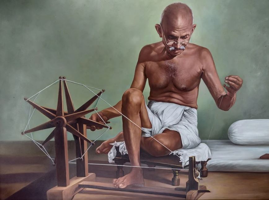 Photo shows the simplicity in life of Gandhi