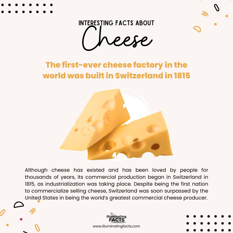 The first-ever cheese factory in the world was built in Switzerland in 1815