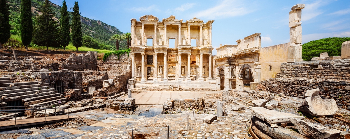 ruins of Celsus library in Ephesus