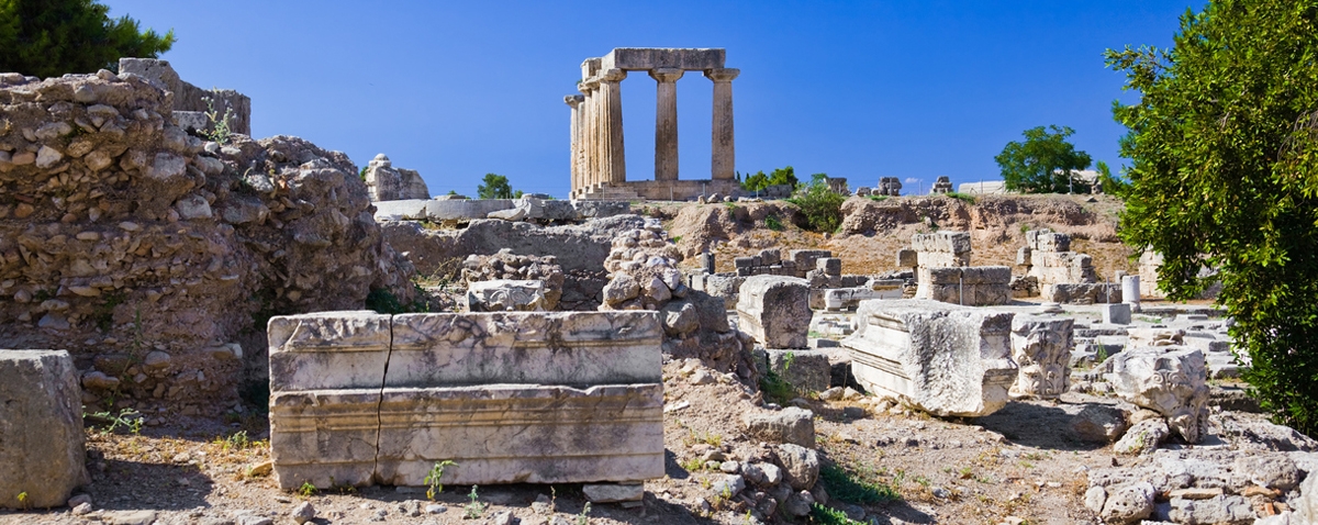 ruins of temple in Corinth, Greece