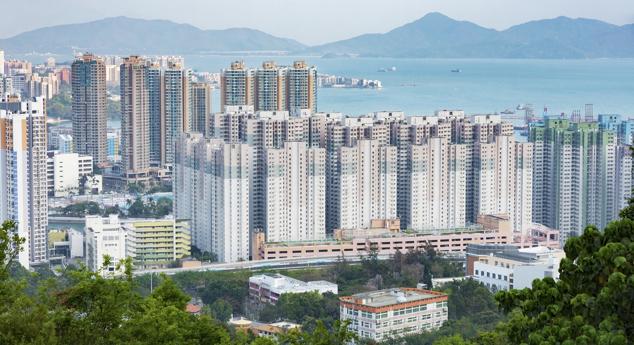 Residential district in Hong Kong city