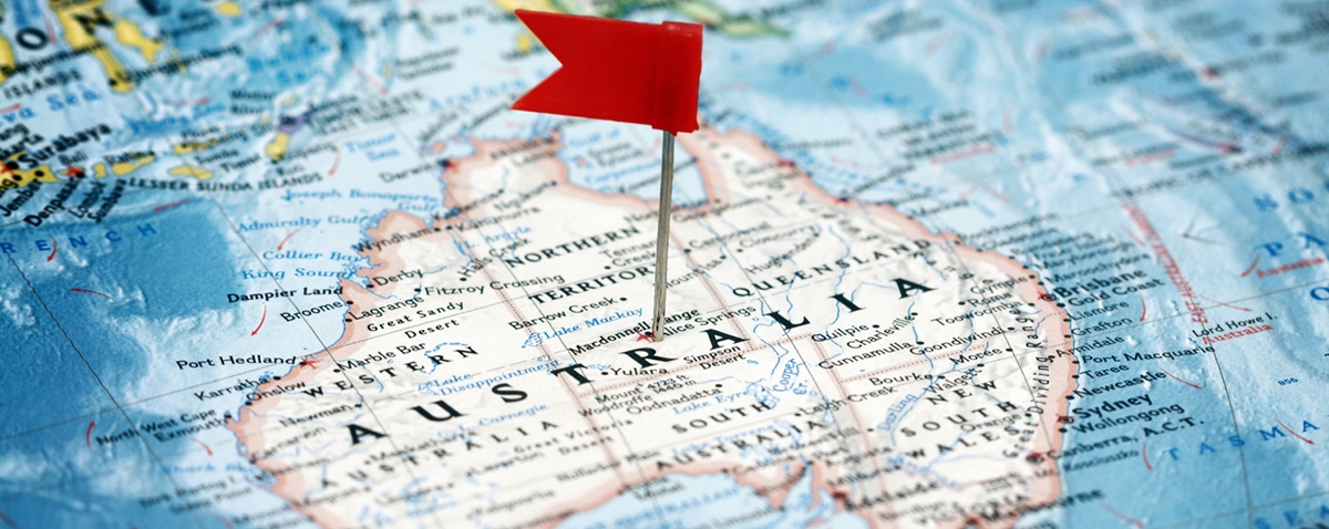 a flag pointing to Australia