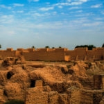a panoramic view of the Babylon ruins in Mesopotamia, now in Hillah, Iraq