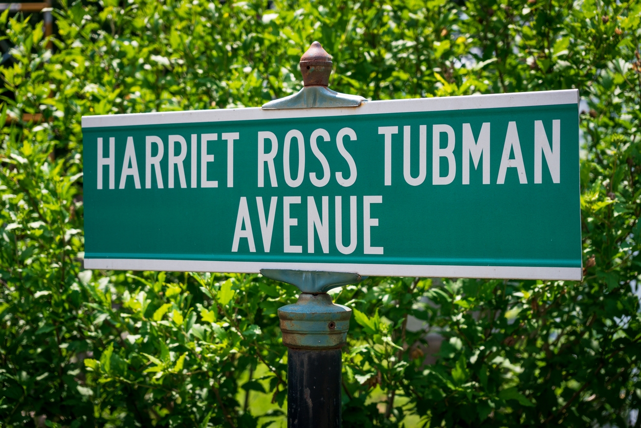 a signage at the new Harriett Tubman National Historical Park Center in Auburn, New York