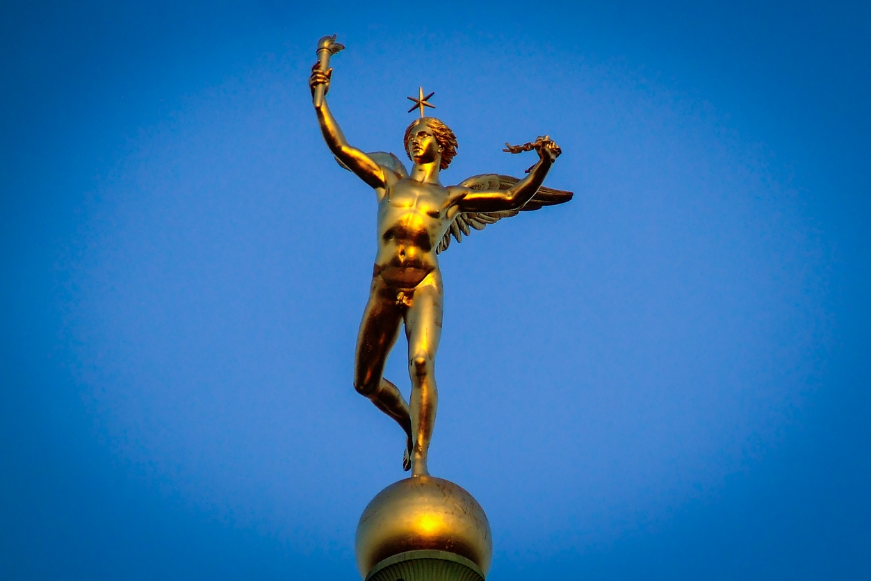 a statue in Bastille Place, Paris, France