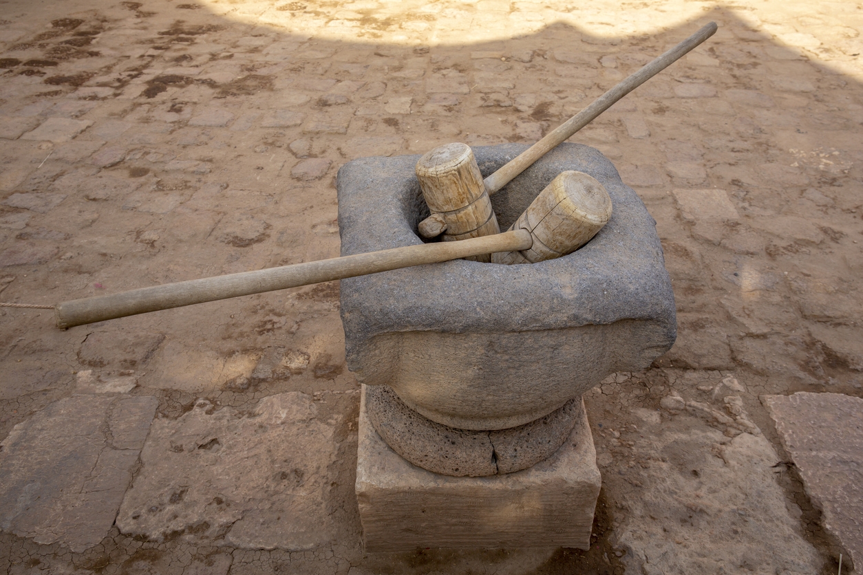 a stone mortar found in a Harran House in Turkey