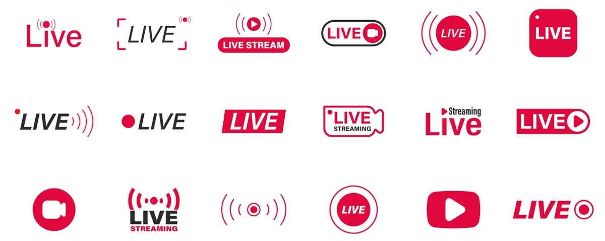 different “Live” stream logos