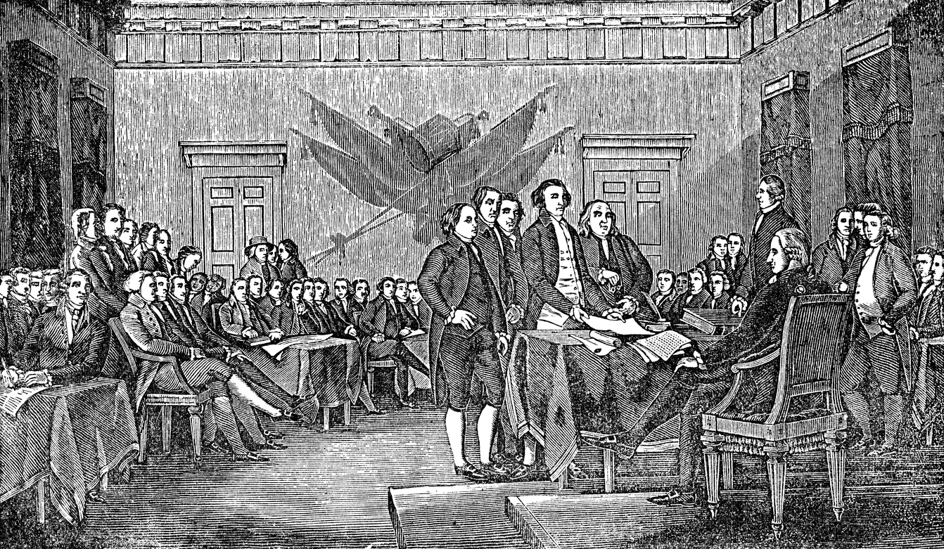 illustration of signing of the American Declaration of Independence 