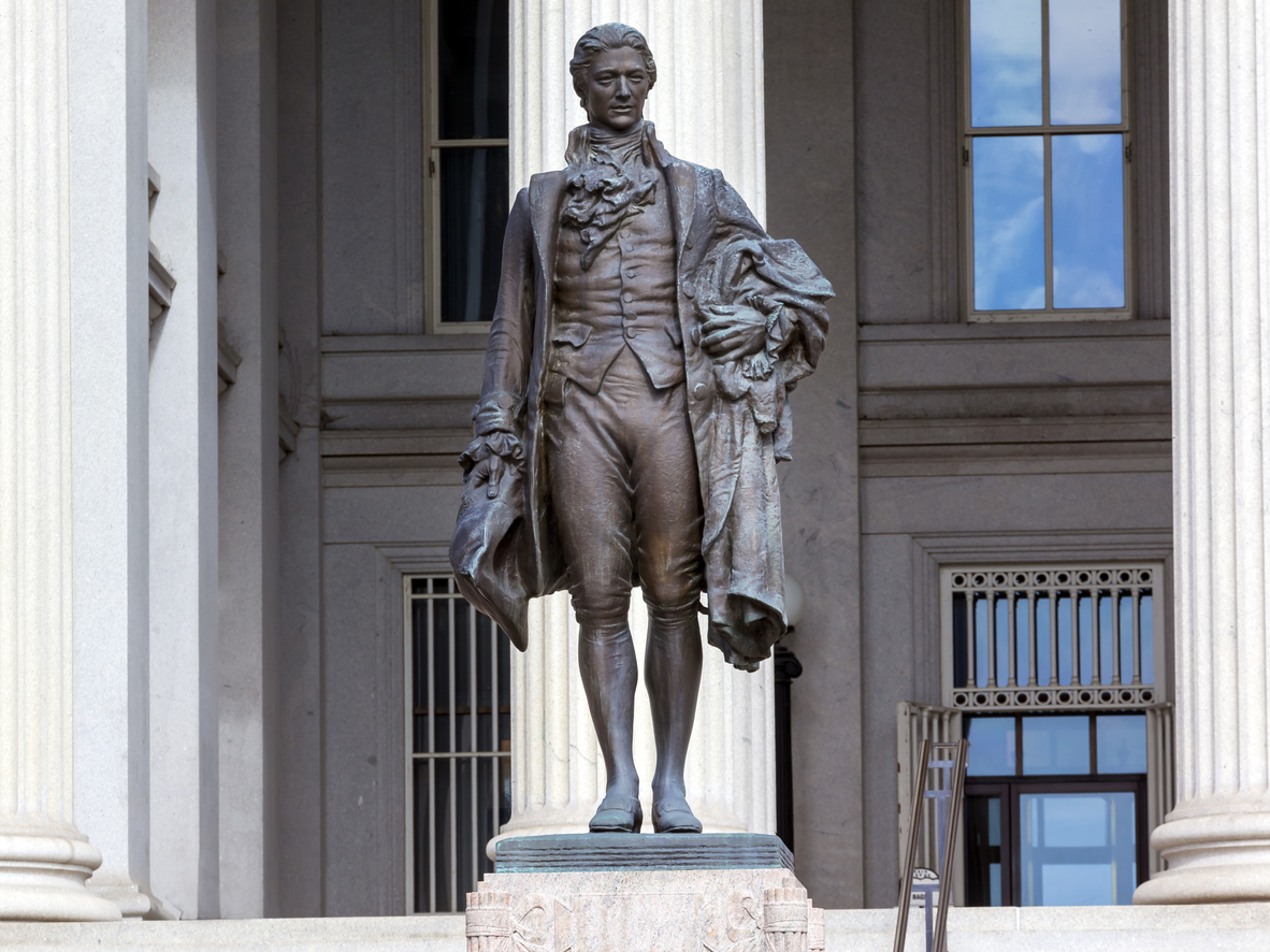 statue of Alexander Hamilton at the US Treasury Department
