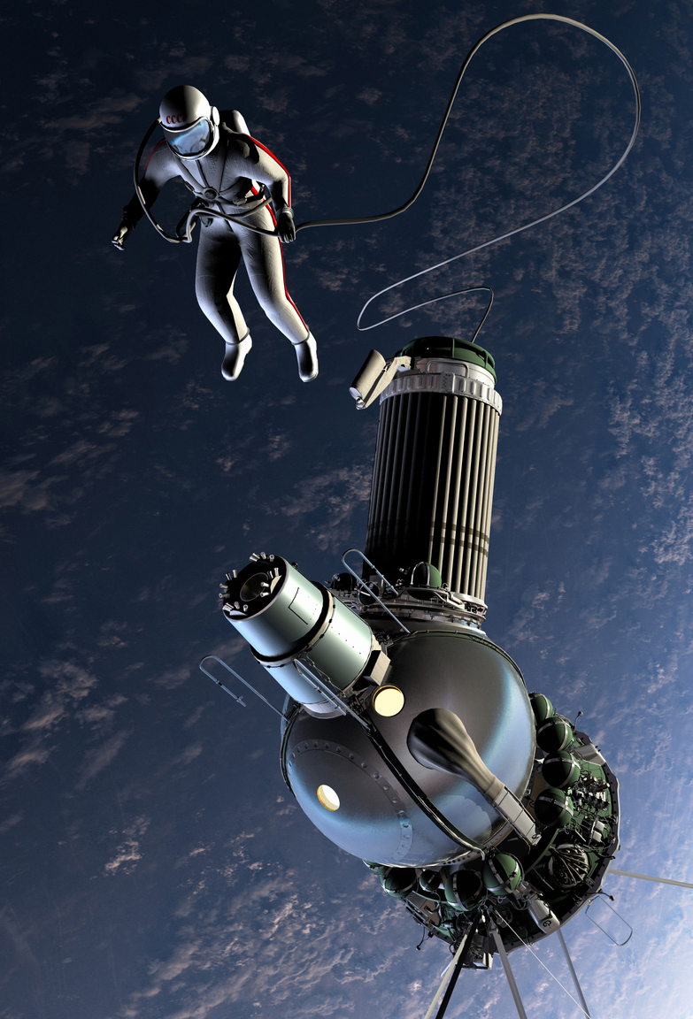 3D illustration of the first spacewalk