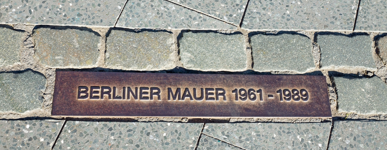 a memorial tablet for the Berlin Wall to mark where it once stood