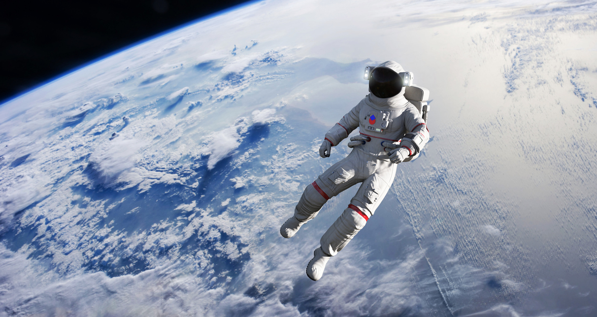 man spacewalking on space