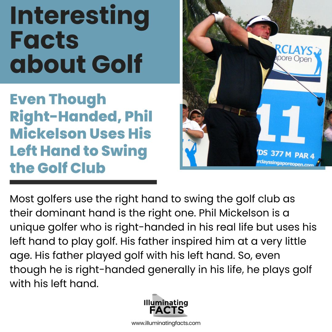 Even Though Right-Handed, Phil Mickelson Uses His Left Hand to Swing the Golf Club