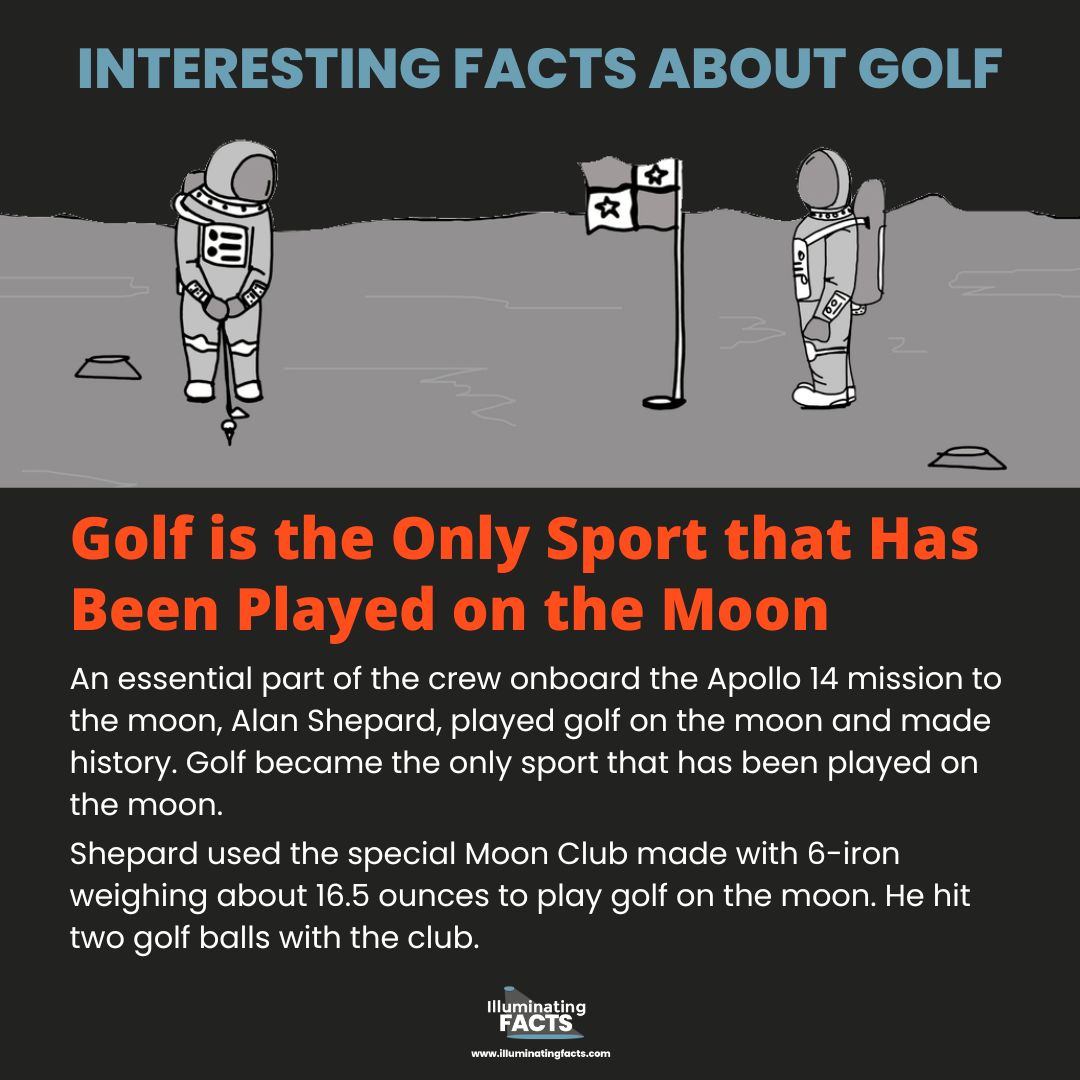illustration showing astronauts playing golf on the moon