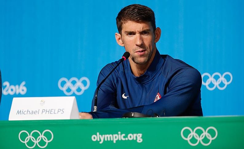 Michael Phelps on a press conference