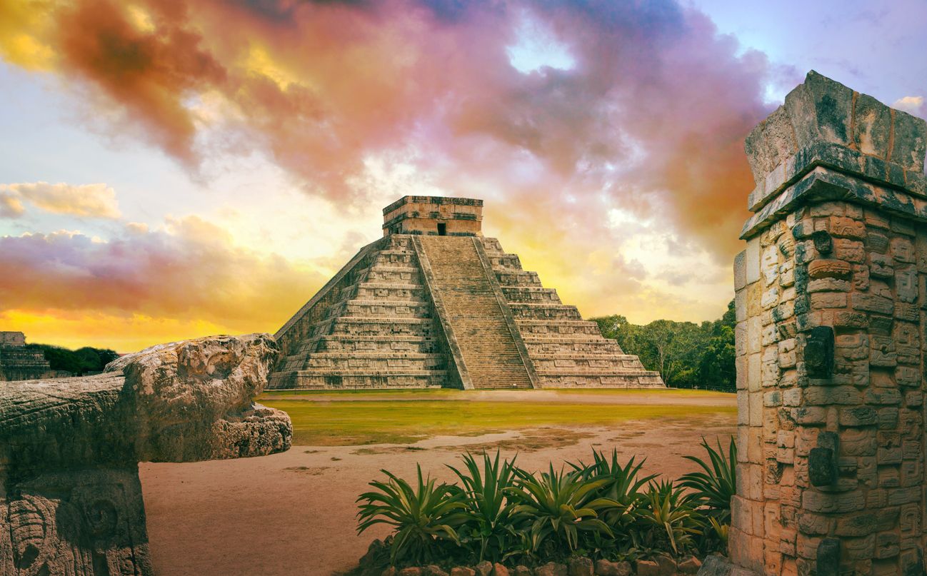 a Mayan pyramid